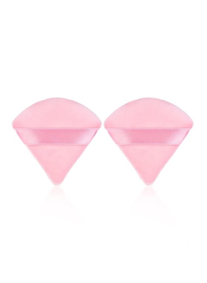 House of Aetheria ae 2 PCS Triangle Pink Powder Puffs Face Cosmetic Powder Puff Washable Reusable Soft Plush Powder Makeup Sponge - Image 1